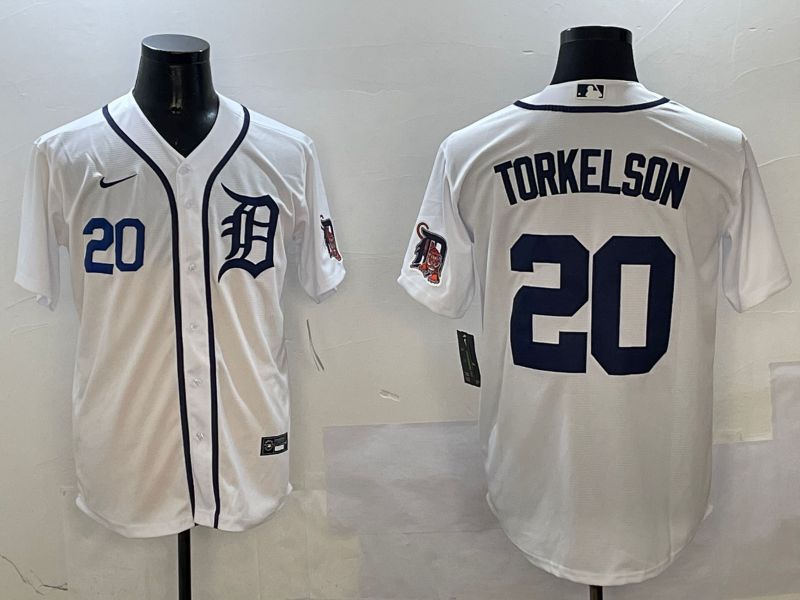 Men Detroit Tigers #20 Torkelson White Game 2025 Nike MLB Jersey style 4